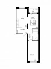 ЖК «Сибирь», планировка 2-комнатной квартиры, 64.00 м²