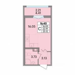 ЖК «Рождественский квартал», планировка студии, 25.12 м²