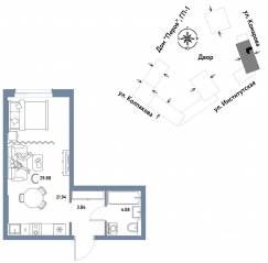 ЖК «Страна.Парковая», планировка студии, 29.88 м²