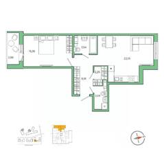 ЖК «IQ Гатчина», планировка 1-комнатной квартиры, 56.20 м²