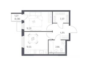 ЖК «Мытищи Парк», планировка 1-комнатной квартиры, 33.20 м²