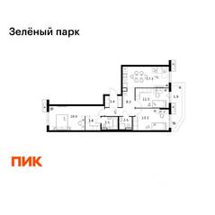 ЖК «Зеленый парк», планировка 3-комнатной квартиры, 83.90 м²