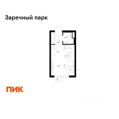 ЖК «Заречный парк», планировка студии, 19.95 м²
