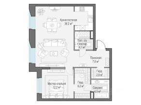 ЖК «Квартал Foriver», планировка 2-комнатной квартиры, 72.80 м²