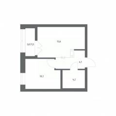ЖК «NEWПИТЕР», планировка 1-комнатной квартиры, 33.51 м²