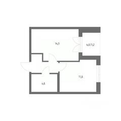 ЖК «NEWПИТЕР», планировка 1-комнатной квартиры, 35.40 м²
