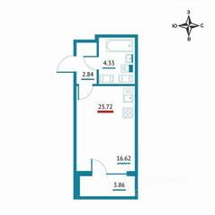 ЖК «Левитан», планировка студии, 25.72 м²