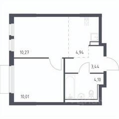 ЖК «Пригород Лесное», планировка 1-комнатной квартиры, 32.76 м²