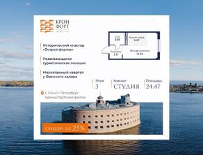 МЖК «Кронфорт. Центральный», планировка студии, 24.47 м²