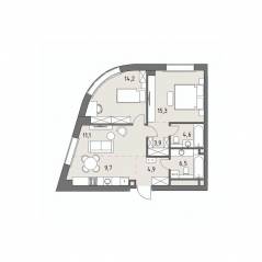 ЖК «Родина Парк», планировка 3-комнатной квартиры, 70.10 м²