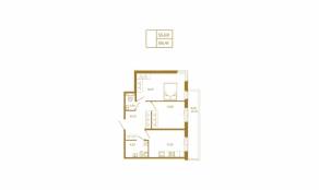 МЖК «Новая история», планировка 2-комнатной квартиры, 58.41 м²