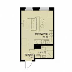 ЖК «ID Murino III», планировка студии, 28.15 м²