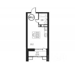 ЖК «Космос», планировка студии, 29.00 м²