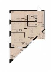 ЖК «ID Murino III», планировка 3-комнатной квартиры, 70.02 м²