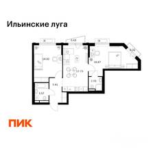 ЖК «Ильинские луга», планировка 2-комнатной квартиры, 61.70 м²
