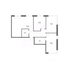 ЖК «NEWПИТЕР», планировка 3-комнатной квартиры, 92.70 м²