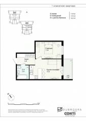 МЖК «Новая Дубровка», планировка 1-комнатной квартиры, 39.30 м²