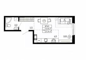 МЖК «Аннино Сити», планировка студии, 27.34 м²