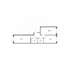 ЖК «Парусная 1», планировка 2-комнатной квартиры, 66.70 м²