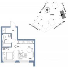 ЖК «Страна.Парковая», планировка студии, 31.42 м²