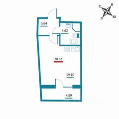 ЖК «Левитан», планировка студии, 28.83 м²