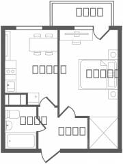 ЖК «Ювента», планировка 1-комнатной квартиры, 39.50 м²