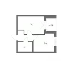 ЖК «NEWПИТЕР», планировка 1-комнатной квартиры, 35.40 м²