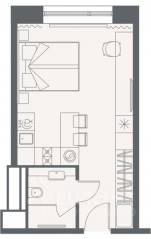 Апарт-комплекс «YE'S Primorsky», планировка 1-комнатной квартиры, 25.43 м²