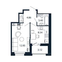 ЖК «Полис Новоселье», планировка 1-комнатной квартиры, 29.40 м²