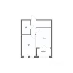 ЖК «NEWПИТЕР», планировка 1-комнатной квартиры, 42.20 м²