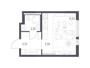 ЖК «Горки Парк», планировка студии, 26.38 м²