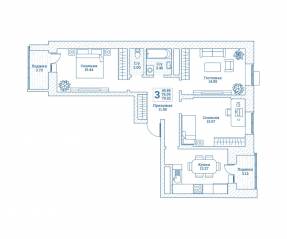ЖК «Новоград Монино», планировка 3-комнатной квартиры, 79.90 м²