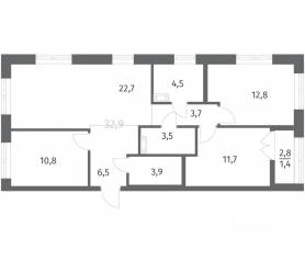 ЖК «NEWПИТЕР», планировка 3-комнатной квартиры, 81.62 м²