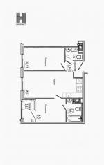 МФК «Нигилист (Concept)», планировка 2-комнатной квартиры, 45.88 м²