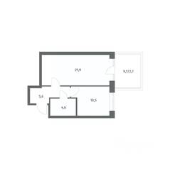ЖК «NEWПИТЕР», планировка 1-комнатной квартиры, 45.42 м²
