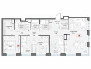 ЖК «Собрание клубных домов West Garden», планировка 4-комнатной квартиры, 141.30 м²
