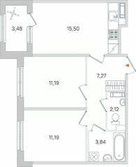 МЖК «Дубровский», планировка 2-комнатной квартиры, 52.85 м²