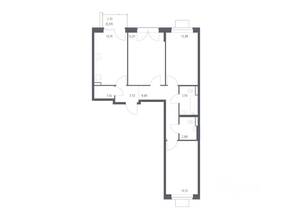 ЖК «Квартал Западный», планировка 3-комнатной квартиры, 74.42 м²