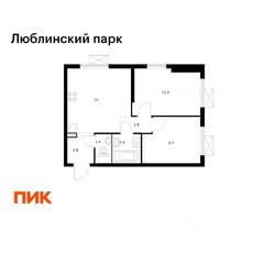 ЖК «Люблинский парк», планировка 2-комнатной квартиры, 45.30 м²