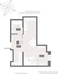 Апарт-комплекс «Zoom Черная речка», планировка студии, 33.30 м²