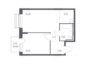 ЖК «Рублевский Квартал», планировка 1-комнатной квартиры, 39.00 м²