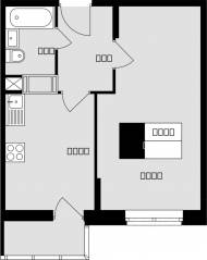 ЖК «Красная горка», планировка 1-комнатной квартиры, 37.90 м²