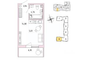 ЖК «IQ Гатчина», планировка студии, 27.72 м²