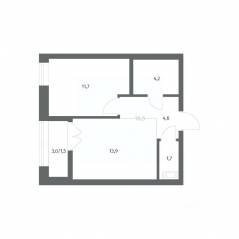 ЖК «NEWПИТЕР», планировка 1-комнатной квартиры, 37.62 м²