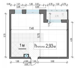 ЖК «Новое Пушкино», планировка 1-комнатной квартиры, 37.60 м²