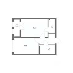 ЖК «NEWПИТЕР», планировка 1-комнатной квартиры, 43.50 м²