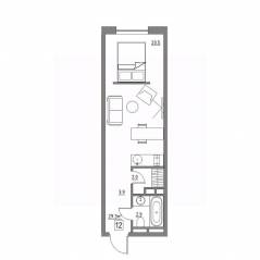 Апарт-комплекс «Residence 15», планировка студии, 29.30 м²