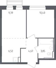 ЖК «Рублевский Квартал», планировка 1-комнатной квартиры, 34.00 м²