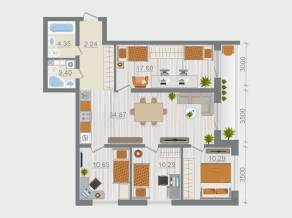 ЖК «Эко-квартал Гармония», планировка 4-комнатной квартиры, 95.54 м²