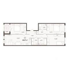 ЖК «Знатный», планировка 3-комнатной квартиры, 88.57 м²